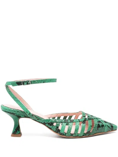 Anna F 1741 70mm Snakeskin Pumps In Green