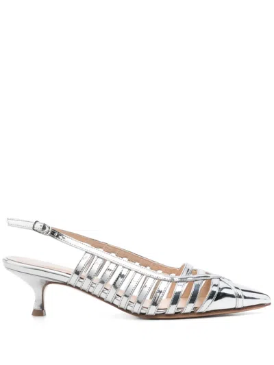Anna F 40mm Slingback Pumps In Silver