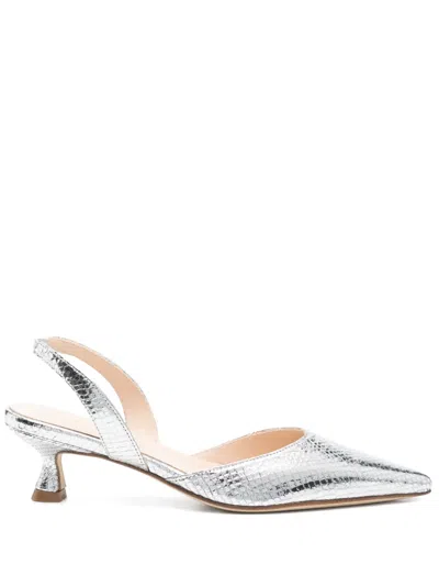 Anna F 40mm Snakeskin Pumps In Silver