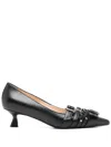 Anna F 45mm Buckled-strap Point-toe Pumps In Black