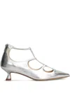 Anna F 50mm Leather Pumps In Silver