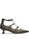Anna F 50mm Leopard-print Pumps In Brown