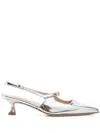 Anna F 50mm Slingback Pumps In Silver