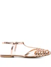 Anna F 512 Metallic Leather T-bar Sandals