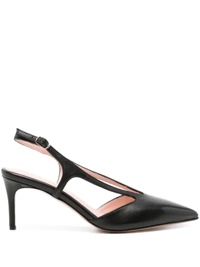 Anna F 75mm Slingback Leather Pumps In Black