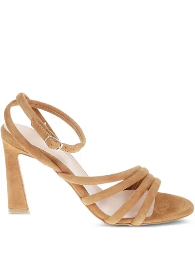 Anna F 90mm Ankle-strap Suede Sandals In Brown