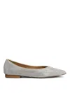 Anna F . Pointed Toe Flats With Shimmering Embellishments In Metallic
