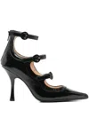 Anna F Buckle-strap Leather Pumps In Black