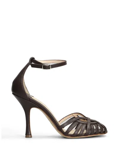 Anna F Caged Buckle-fastening Sandals In Brown