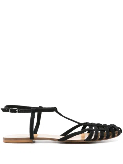 ANNA F CAGED SUEDE SANDALS