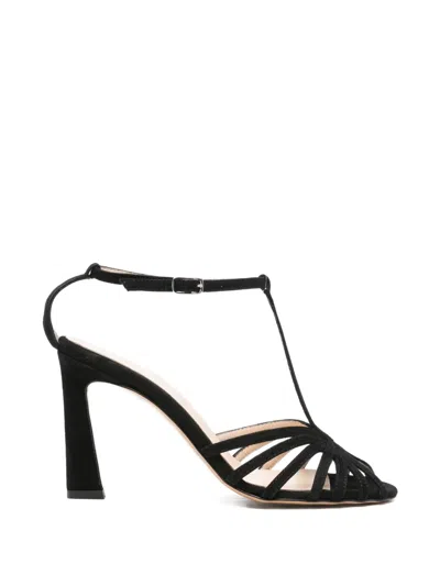 Anna F Caged T-bar Sandals In Black