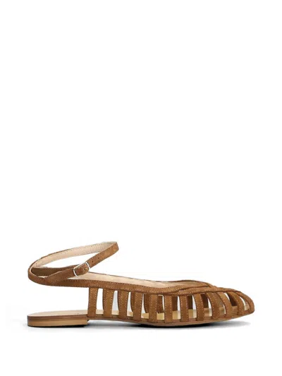 Anna F Cage-strap Suede Sandals In Brown