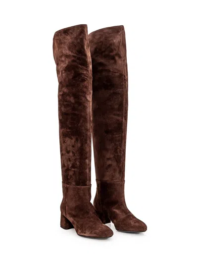 Anna F . Chic Stivale Boots In Brown