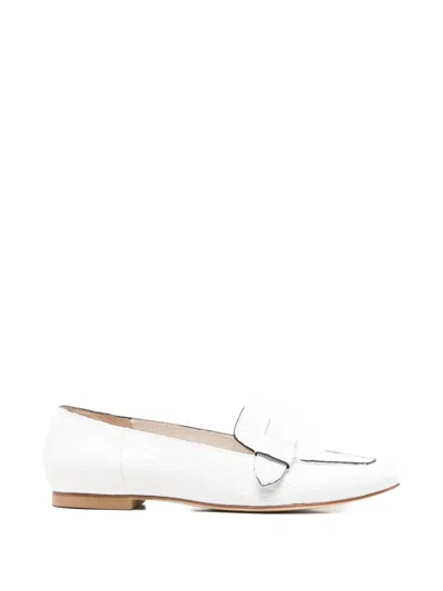 Anna F Croc-effect Leather Loafers In White