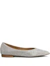 Anna F . Pointed Toe Flats With Shimmering Embellishments In Metallic