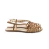 Anna F . Delicate Strappy Sandal With Metallic Accents