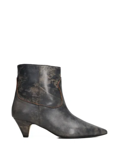 Anna F Distressed-effect Leather Ankle Boots In Black