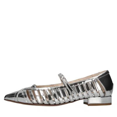 Anna F . Flat Shoes In Argento Chiari E Naturali