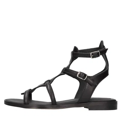 Anna F . Woman Sandals Black Size 6 Leather