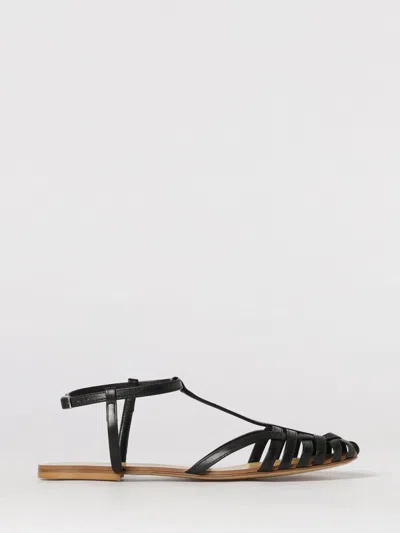 Anna F . Woman Sandals Black Size 10 Leather