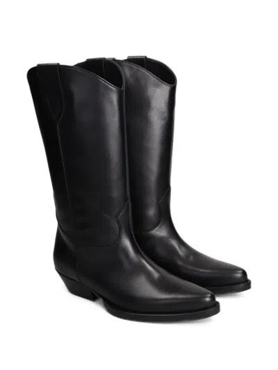 Anna F Leather Boots In Black