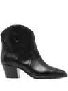 Anna F Leather Cowboy Boots In Black