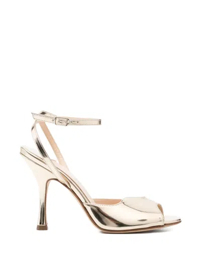 Anna F Metallic Peep-toe Sandals In Neutral