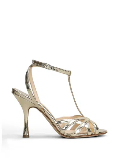 Anna F Metallic T-bar Sandals In Neutral
