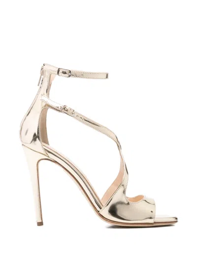 Anna F Metallic-effect Crossover-strap Sandals In Neutral
