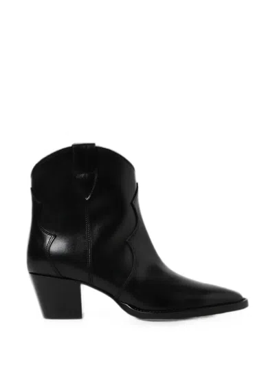 Anna F Panelled Leather Ankle Boots In Black