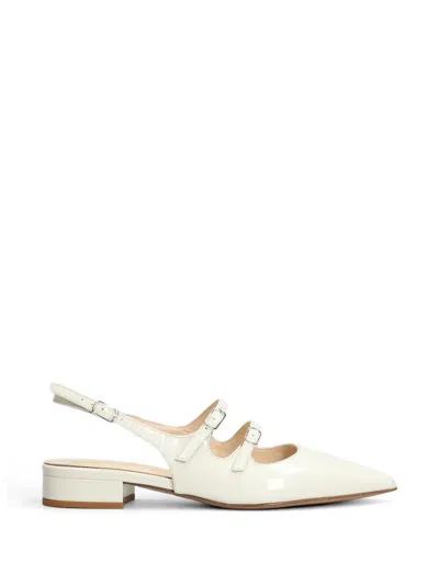 Anna F Patent-finish Slingback Flat Pumps In Brown