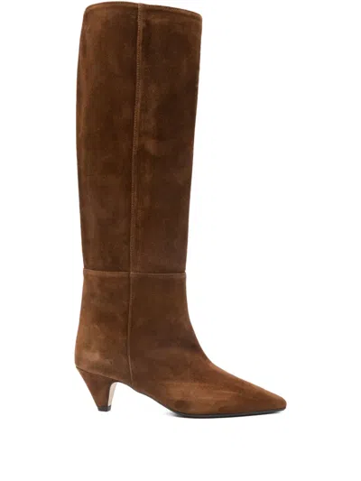 Anna F Pointed-toe Knee-high Boots In Brown