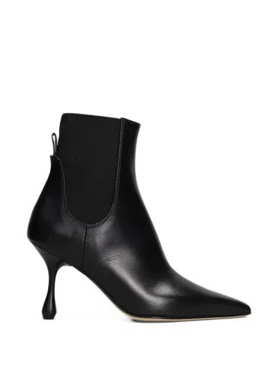 Anna F Pointed-toe Ankle Boots In Black