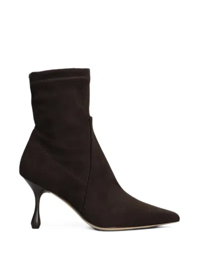 Anna F Pointed-toe Ankle Boots In Brown