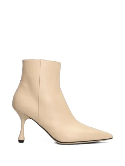 Anna F Pointed-toe Ankle Boots In Gold