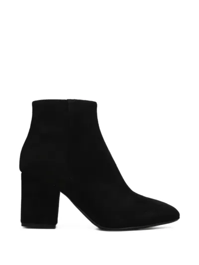 Anna F Pointed-toe Block-heel Ankle Boots In Black