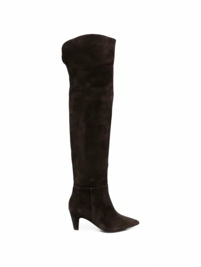 Anna F Pointed-toe Over-the-knee Boots In Brown