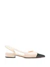 Anna F Pointed-toe Slingback Flat Pumps In White