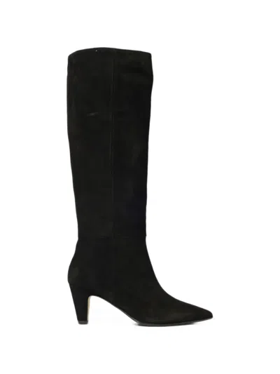 Anna F Pointed-toe Suede Boots In Black
