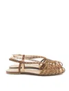 Anna F . Delicate Strappy Sandal With Metallic Accents