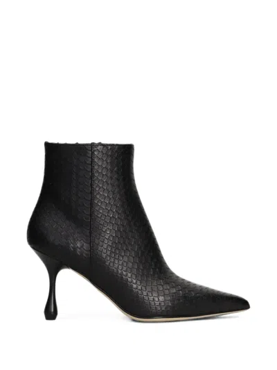 Anna F Snakeskin-effect Pointed-toe Boots In Black