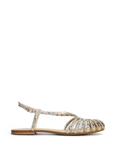Anna F Snakeskin-effect Studded Sandals In Silver