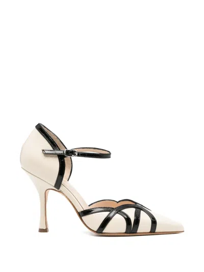 Anna F Strap Pointed Pumps In Neutral