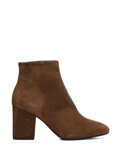 Anna F Suede Block-heel Ankle Boots In Brown