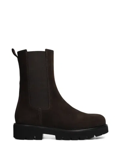 Anna F Suede Chunky-sole Boots In Black