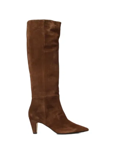 Anna F Suede Pointed-toe Knee-high Boots In Brown