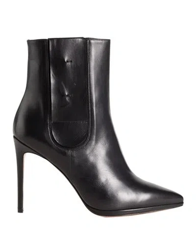 Anna F . Woman Ankle Boots Black Size 10 Leather In Multi