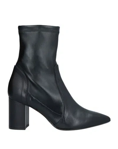 Anna F . Woman Ankle Boots Black Size 11 Soft Leather, Textile Fibers