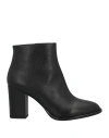 Anna F . Woman Ankle Boots Black Size 10 Soft Leather In Black