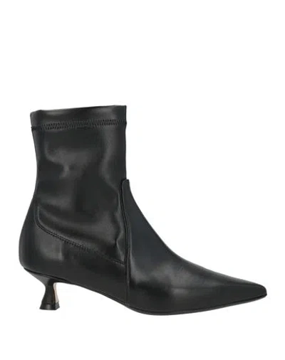 Anna F . Woman Ankle Boots Black Size 5 Synthetic Fibers In Multi